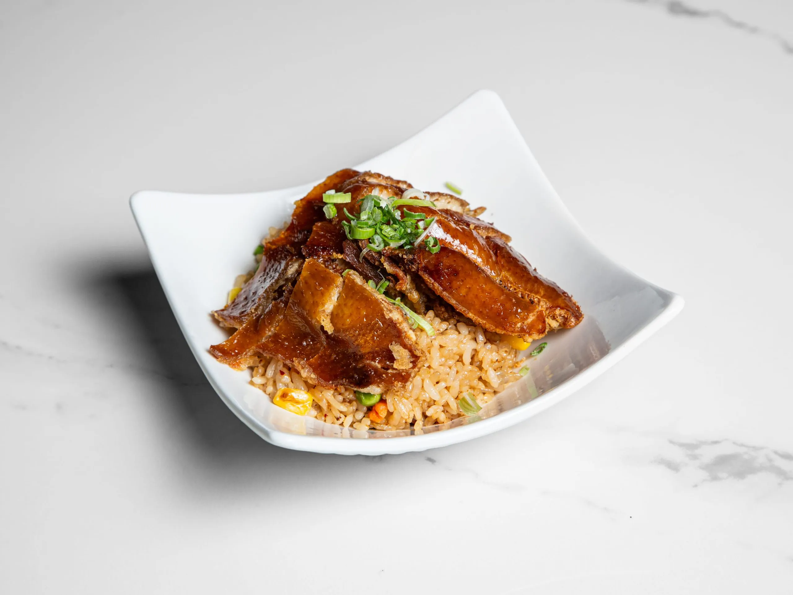 Crispy Cantonese-style roast duck with savory sauce at Kuchi, a Buffet Restaurant in Tampa