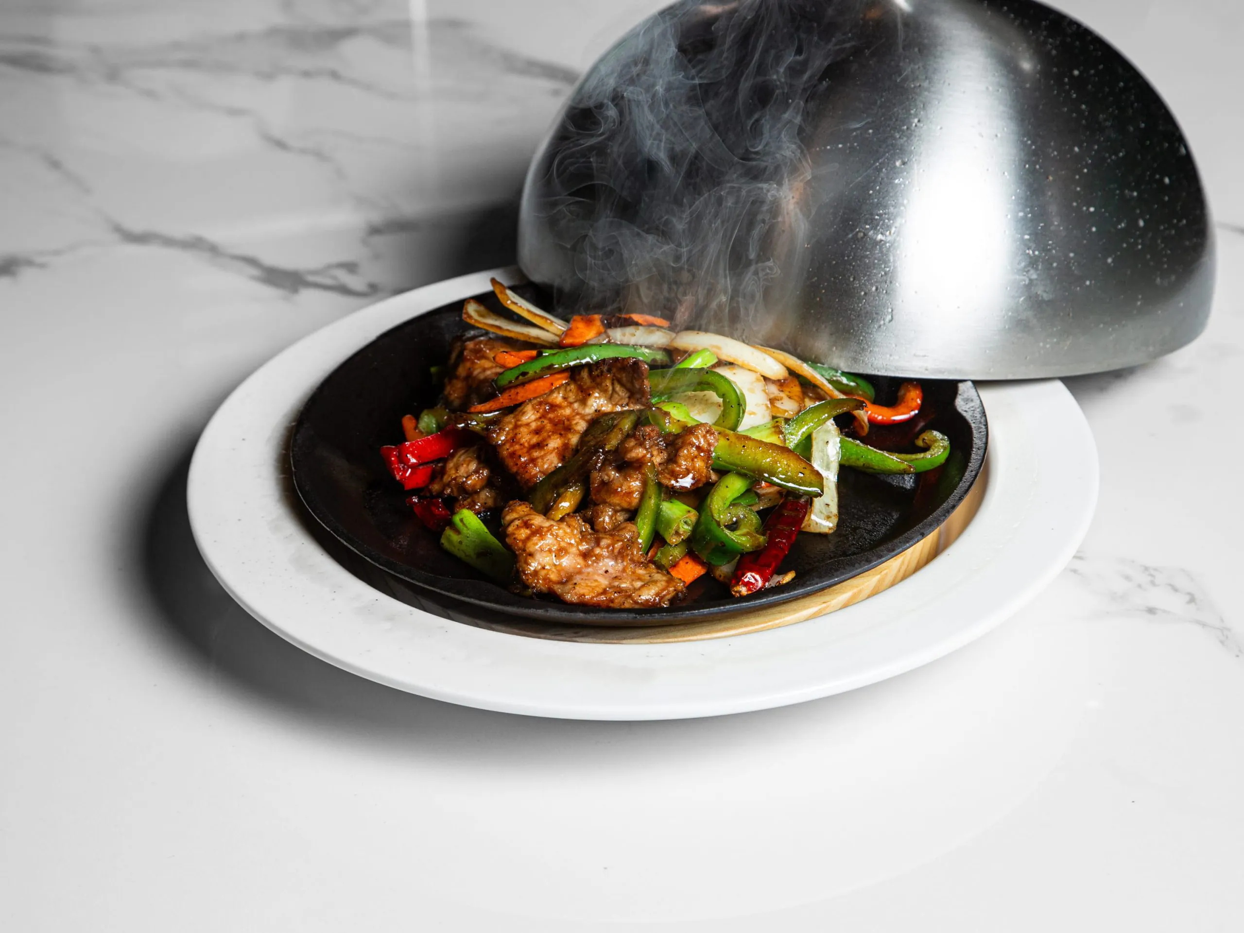 Grilled beef with black pepper and vegetables at Kuchi, a Buffet Restaurant in Tampa